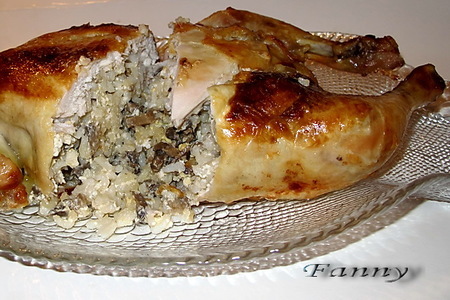 Курица без костей,  фаршированная рисом и грибами: шаг 2