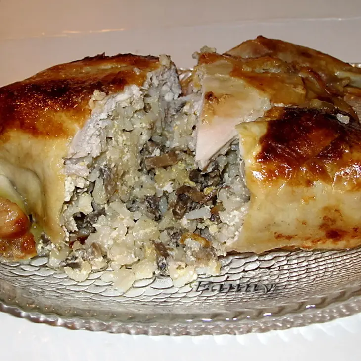 Курица без костей,  фаршированная рисом и грибами: шаг 3