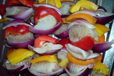 Шашлычки из рыбы и овощей под миндальным соусом: шаг 3
