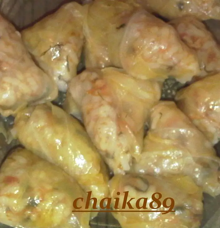 Голубцы с кислой капустой и виноградными листьями: шаг 4