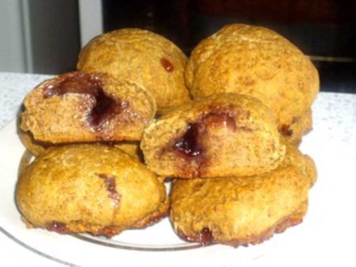 Орехово-ржаные булочки с джемом (постное): шаг 7