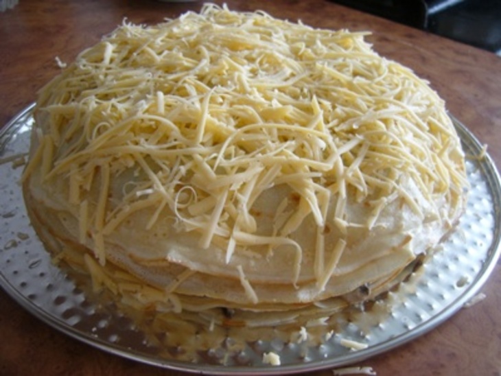 Торт блинный сырно - грибной.: шаг 4