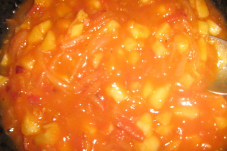 Фаршированные кальмары под томатно-яблочным соусом.: шаг 6
