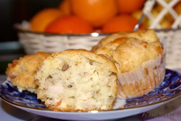 Маффины с ветчиной, ананасом и грецкими орехами: шаг 5
