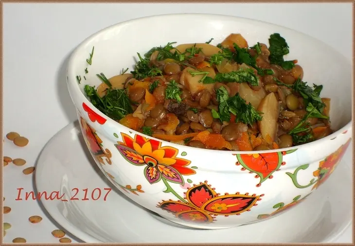 Чечевица с грибами: шаг 1
