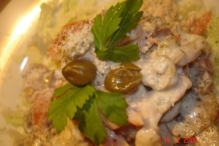 Салат из мяса с грибами, оливками и пекинской капустой: шаг 2