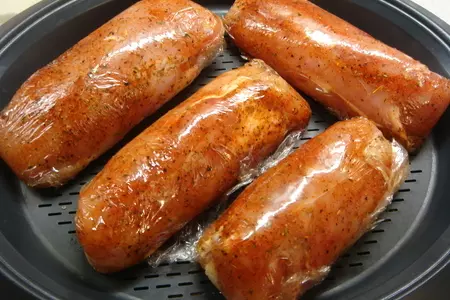 Куриная грудка, фаршированная свити и курагой, приготовленная на пару.: шаг 4