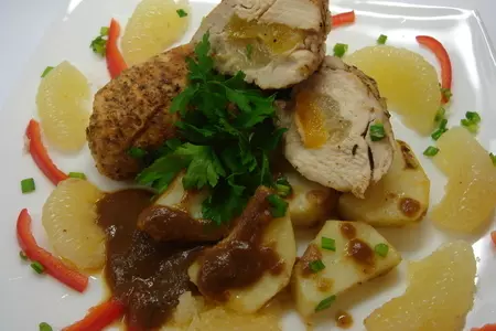 Куриная грудка, фаршированная свити и курагой, приготовленная на пару.: шаг 8