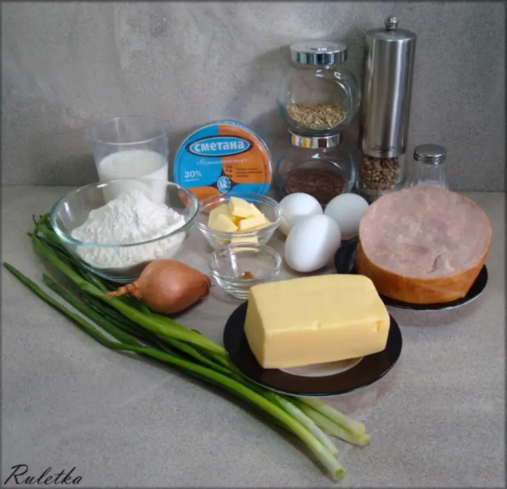 Блинчики с ветчиной и сырной корочкой.: шаг 1