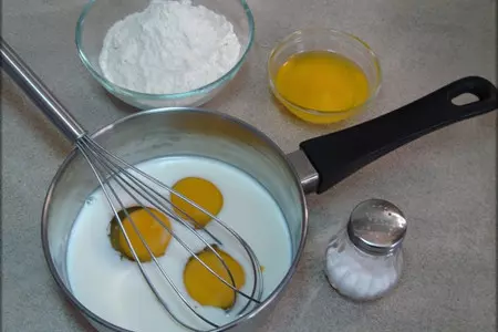 Блинчики с ветчиной и сырной корочкой.: шаг 2