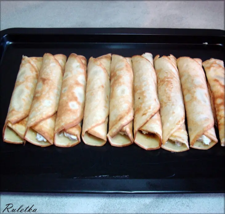 Блинчики с ветчиной и сырной корочкой.: шаг 11