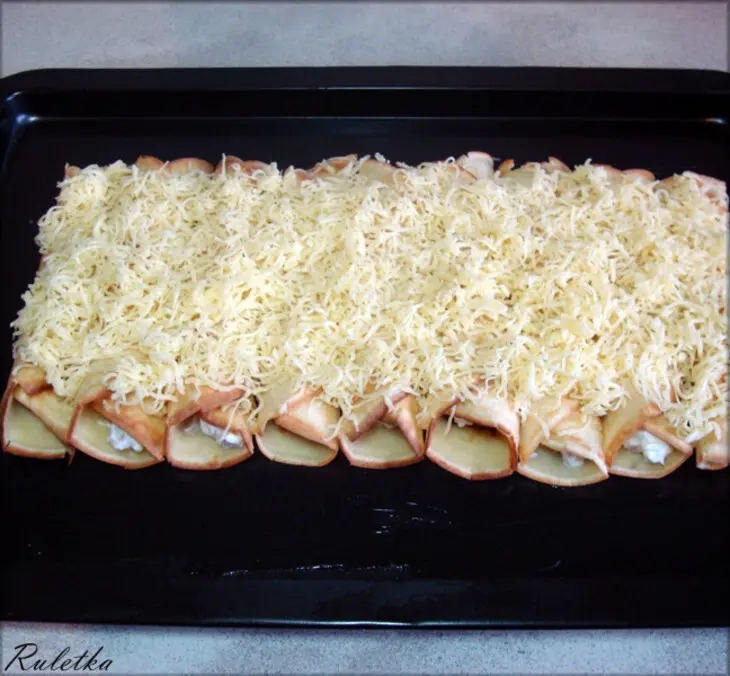 Блинчики с ветчиной и сырной корочкой.: шаг 12