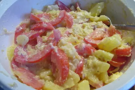 Картофельный салат с помидорами и руколой: шаг 4