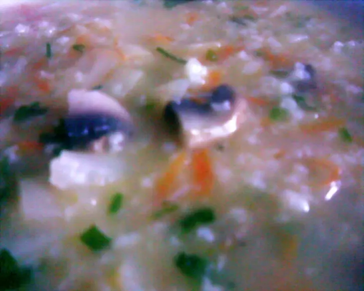 Густой постный  суп с рисом, капустой и шампиньонами: шаг 5