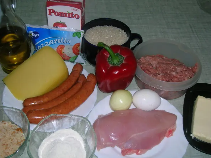 Сарту ( рисовый "пирог" со сборной мясной начинкой): шаг 1