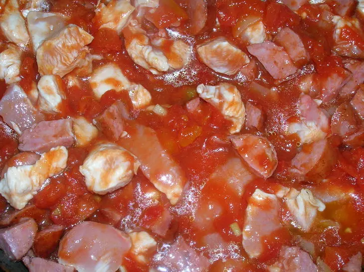 Сарту ( рисовый "пирог" со сборной мясной начинкой): шаг 5