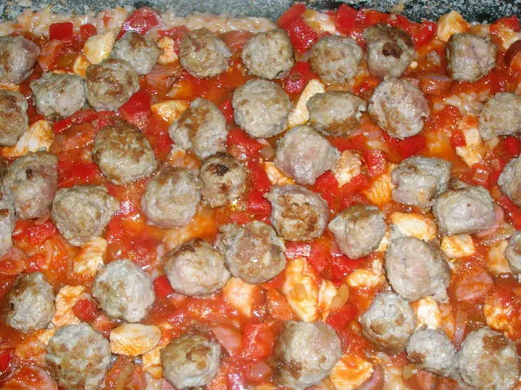 Сарту ( рисовый "пирог" со сборной мясной начинкой): шаг 12