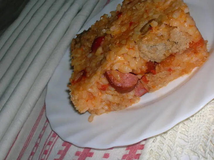 Сарту ( рисовый "пирог" со сборной мясной начинкой): шаг 15