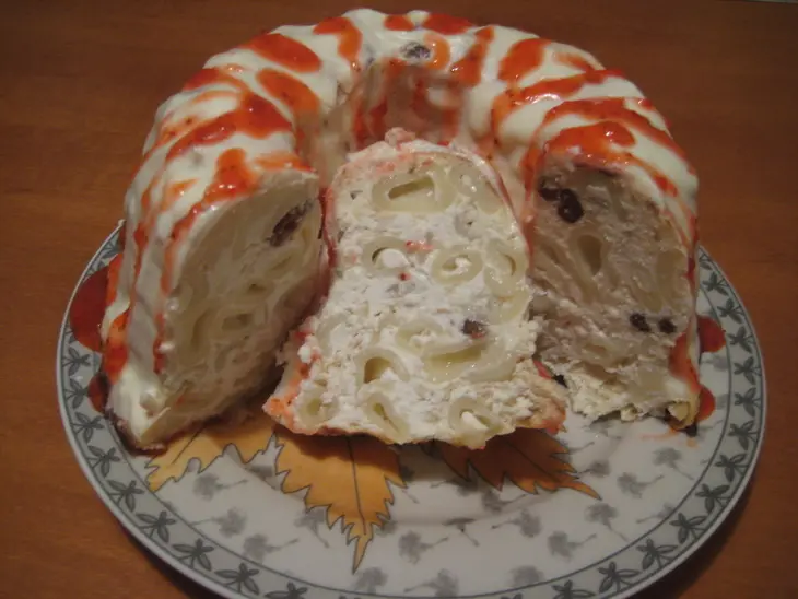Творожная запеканка с яблоком и макаронами.: шаг 8