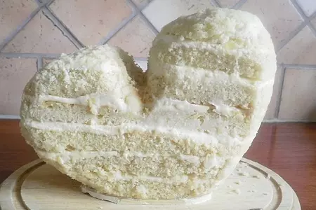 Торт-сердце 3д, кокосовый маслянный бисквит: шаг 11