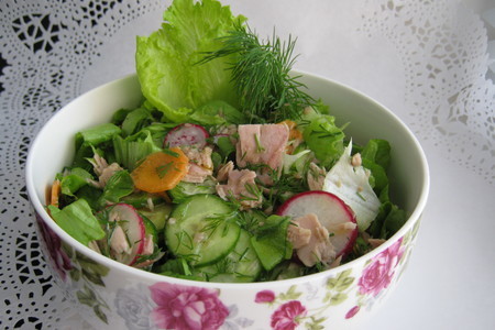Зелёный салат с тунцом.: шаг 3