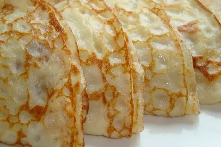 Сливочные,манные блины: шаг 5