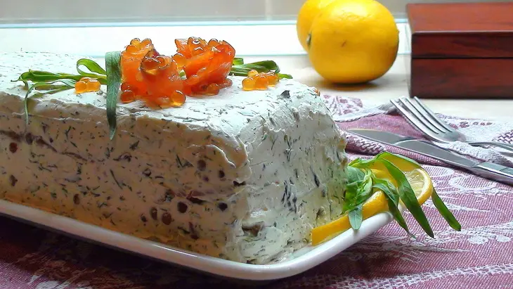 Холодная рыбная лазанья с икрой, творогом и зеленью.: шаг 9