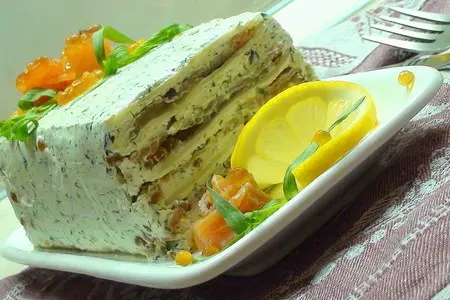 Холодная рыбная лазанья с икрой, творогом и зеленью.: шаг 10