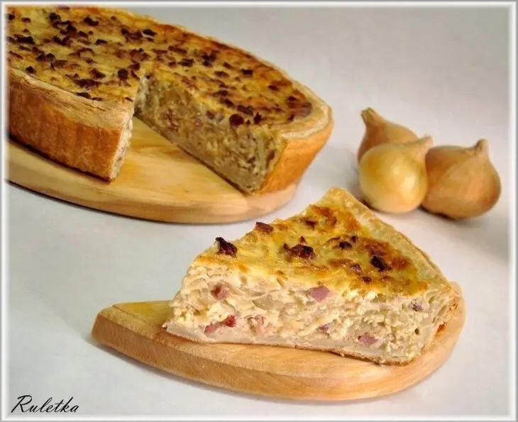 Луковый киш с грудинкой.: шаг 13