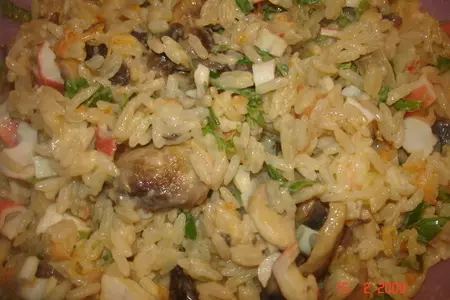 Кальмары с грибами, крабами и сливочным сыром: шаг 4