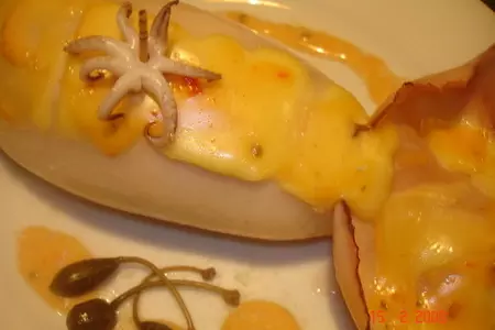 Кальмары с грибами, крабами и сливочным сыром: шаг 7