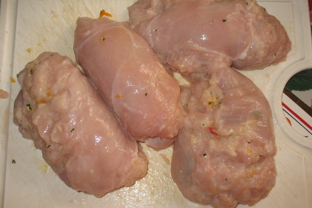 Куринное филе, запеченное в духовке в пакете для запекания, фаршированное овощами и сыром.: шаг 6