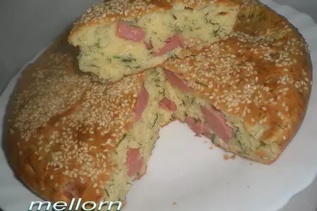 Сырный пирог с сосисками: шаг 4