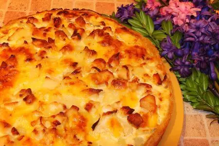 Сочный киш с курочкой, картофелем и сыром.: шаг 5