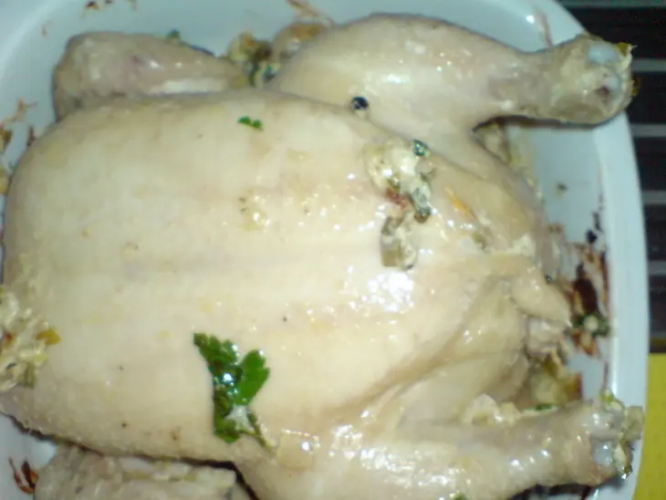 Цыплёнок по-домашнему,с маринованными грибами и сметаной: шаг 7