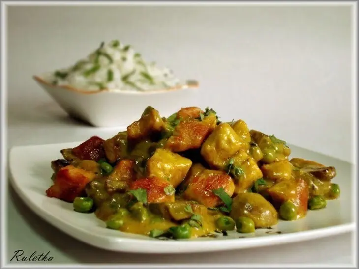 Карри с шампиньонами и индейкой.: шаг 10