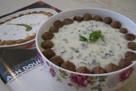 Густой суп c йогуртом -"посыпанный пеплом"  (ash dough): шаг 8