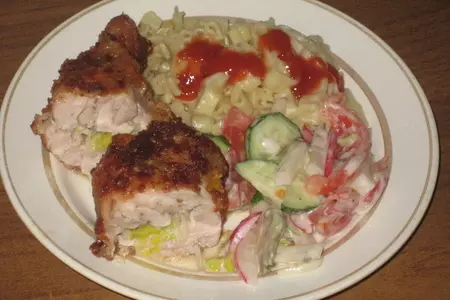 Куриные ножки,фаршированные сыром и луком-пореем.: шаг 8