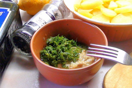 Картофельный салат с горчичной заправкой и килечкой!: шаг 2