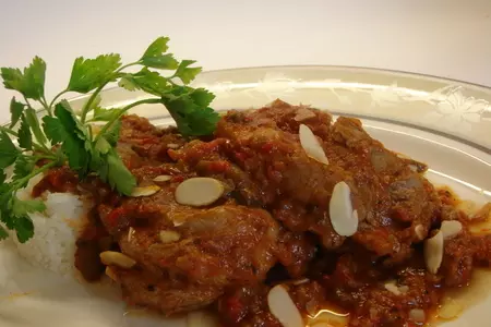 Курица или индейка тушеная с красным болг.перцем и том.соусом "tomate frito".: шаг 6