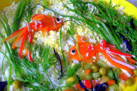 Салат "золотые рыбки": шаг 1