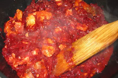 Холодный борщ (с рыбой и грушами).   ): шаг 5