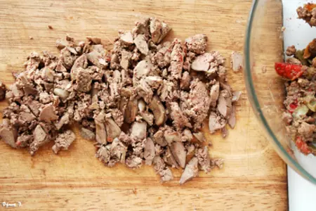 Закуска из баклажанов, риса и куриной печени "блиндаж": шаг 9