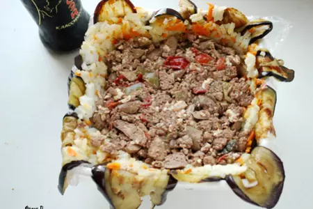 Закуска из баклажанов, риса и куриной печени "блиндаж": шаг 12