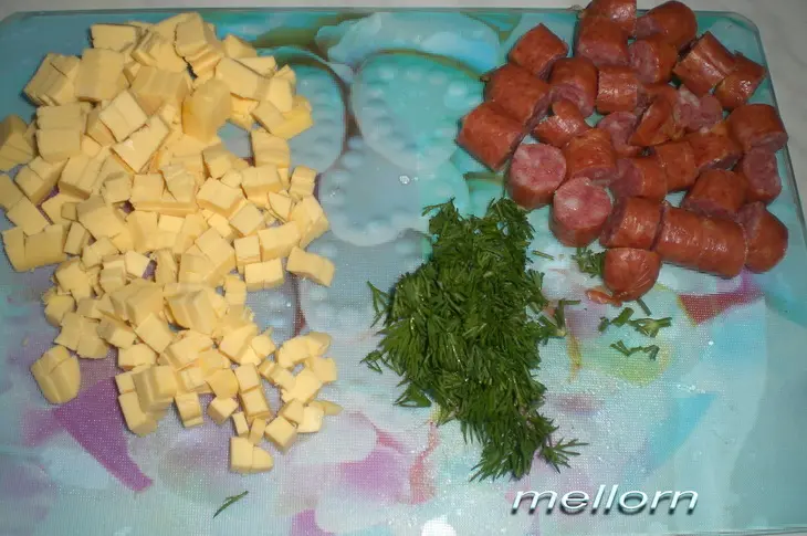 Овсяные кексы с сыром и колбасками: шаг 3