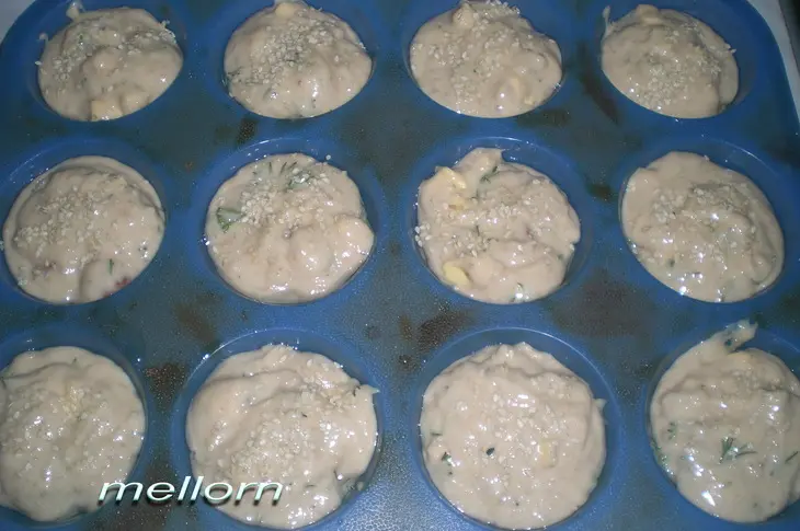 Овсяные кексы с сыром и колбасками: шаг 5