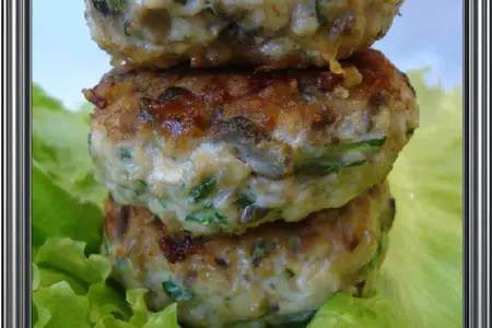 Лёгкие куриные котлетки и мини-запеканочки с руколой,пармезаном и шампиньонами: шаг 1