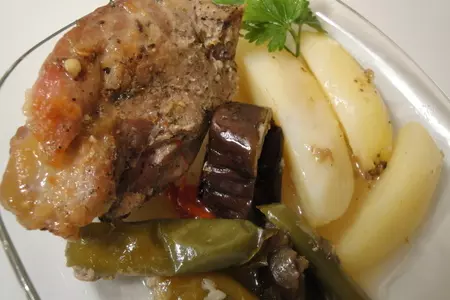 Пряная свинина с овощами и сыром  запечёная в рукаве-рецепт выходного дня: шаг 5