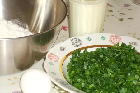 Оладьи на кефире с зеленым луком: шаг 1