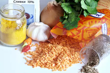 Дал из красной чечевицы.: шаг 1